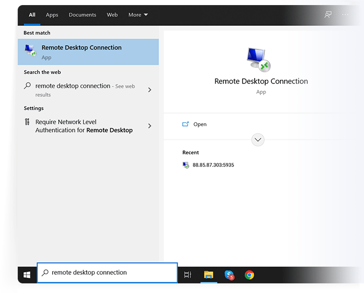 Run Remote Desktop Connection app
