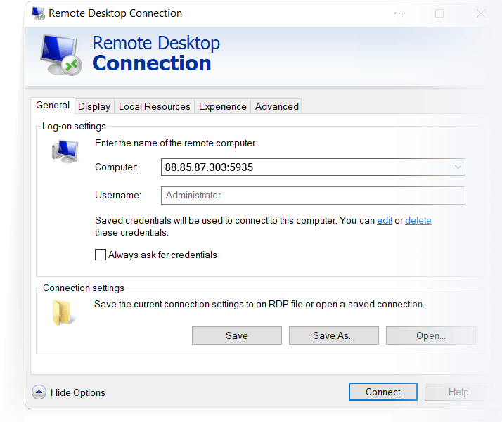 Enter the Administrator login